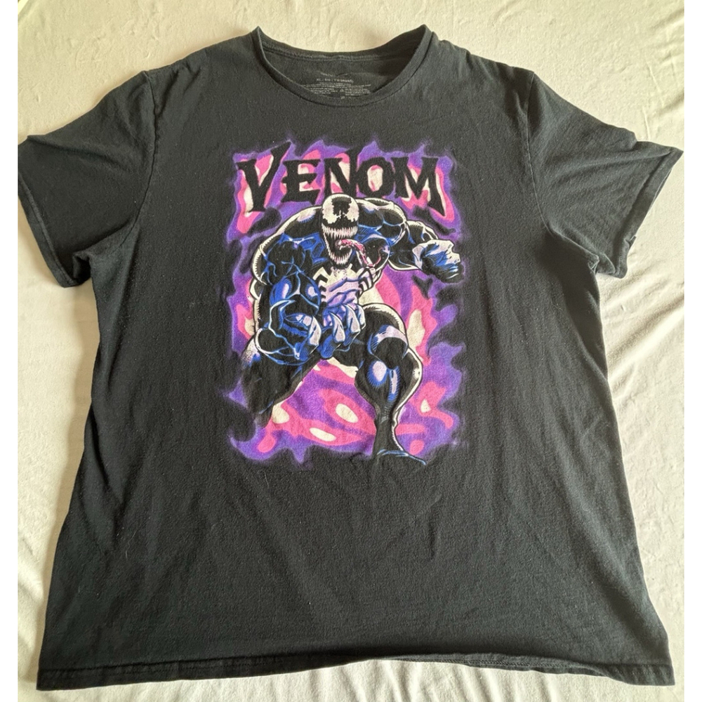 Venom Shirt Mens XL Black Tee Marvel Spider-Man Tee Adult